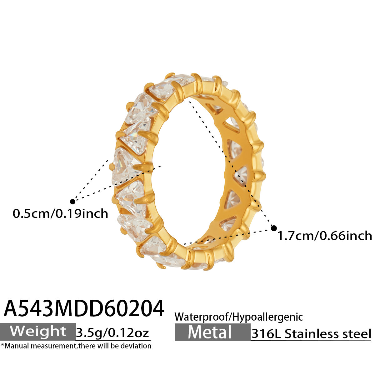 Triangle Cut Zirconia Eternity Band Rings