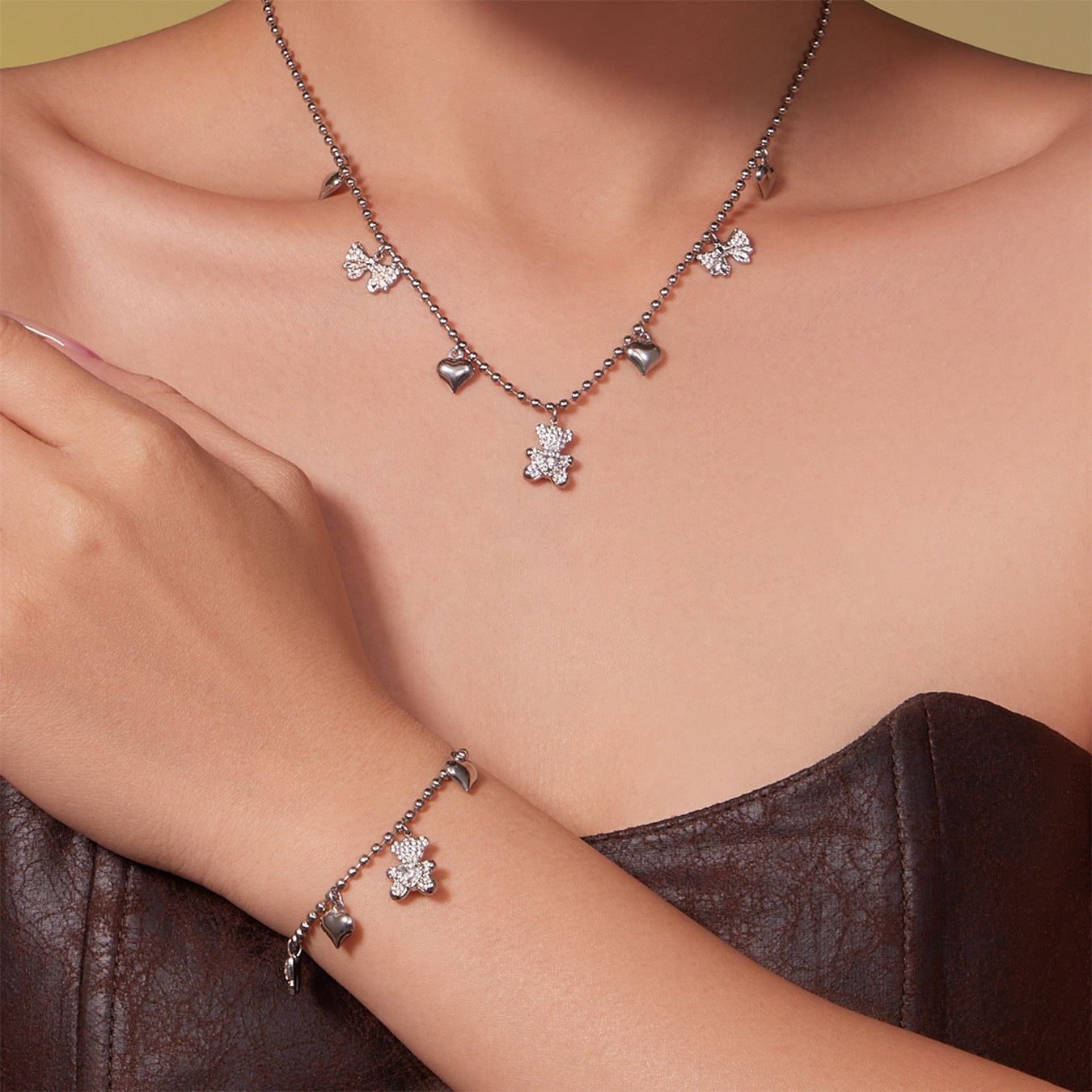 Adorable Bear Crystal Jewelry Sets