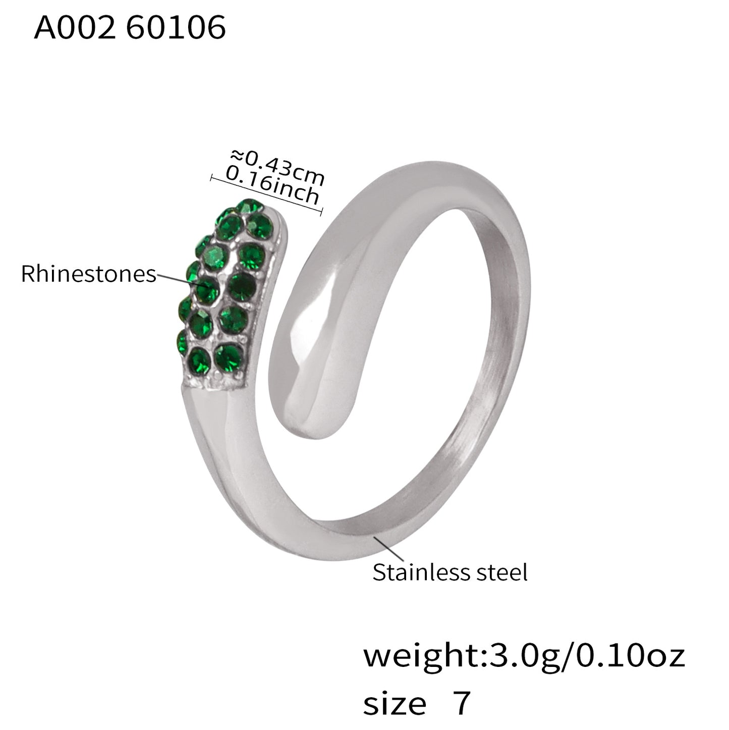 Crystal Open Cuff Rings