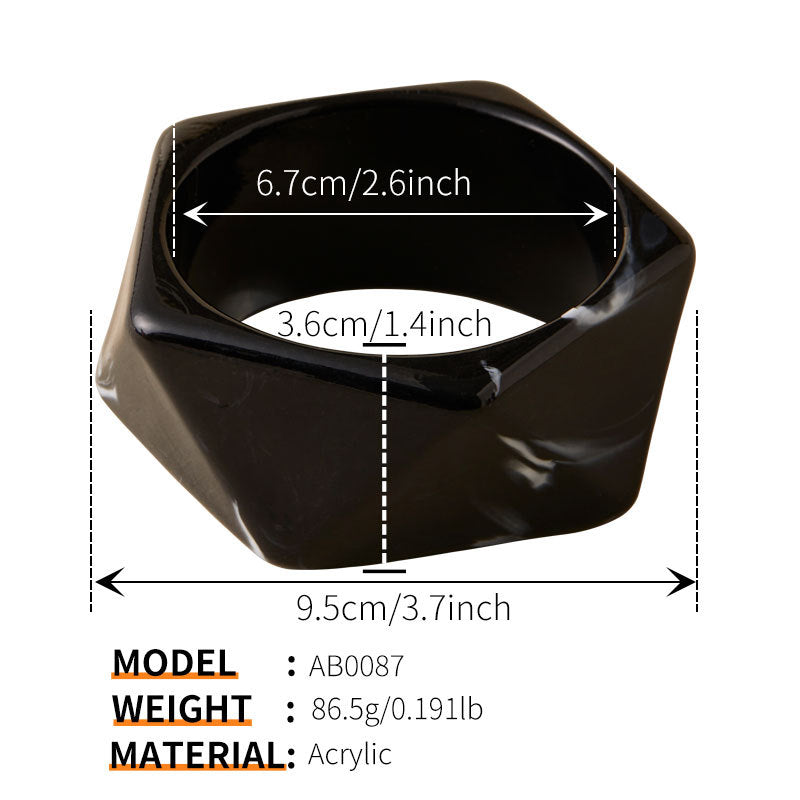 Bold Geometric Faceted Resin Statement Bangle