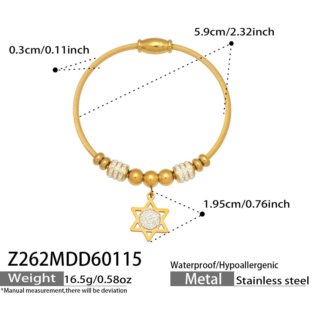 Elegant Crystal Charm Cable Bangles