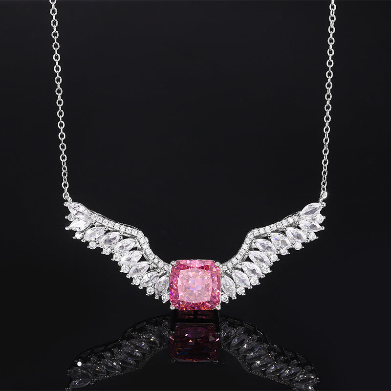 Ethereal Angel Wings Gemstone Necklace in Radiant Colors