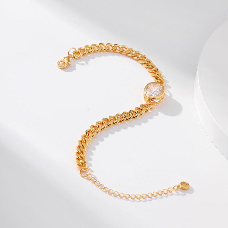 Curb Chain Solitaire Crystal Bracelet