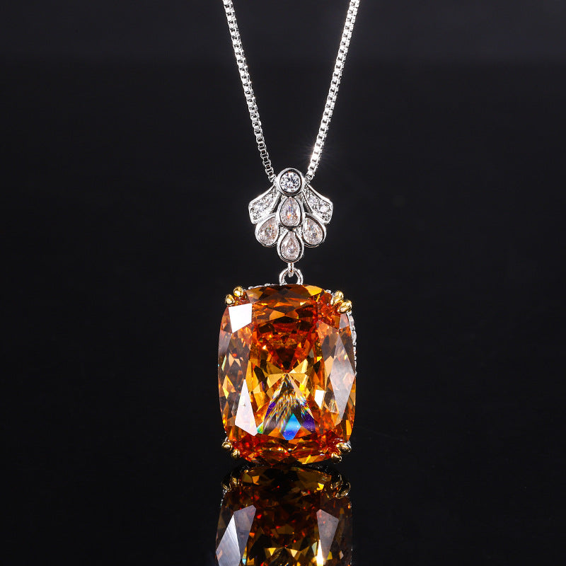 Radiant Cut Multi-Color Crystal Pendant Necklace