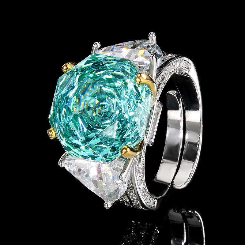Elegant Rose Faceted Gemstone Ring With Trillion Accents