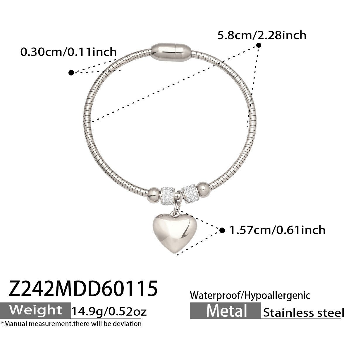 Elegant Crystal Charm Cable Bangles