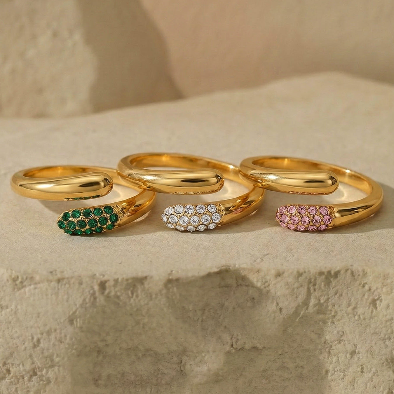 Crystal Open Cuff Rings