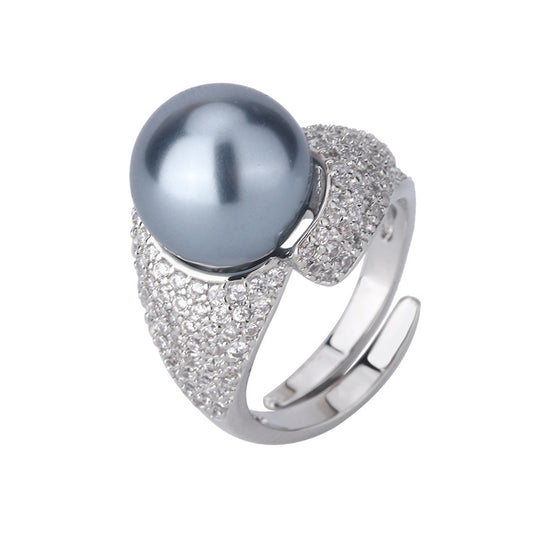 Elegant Ribbon-Wrap Lustrous Pearl Statement Ring