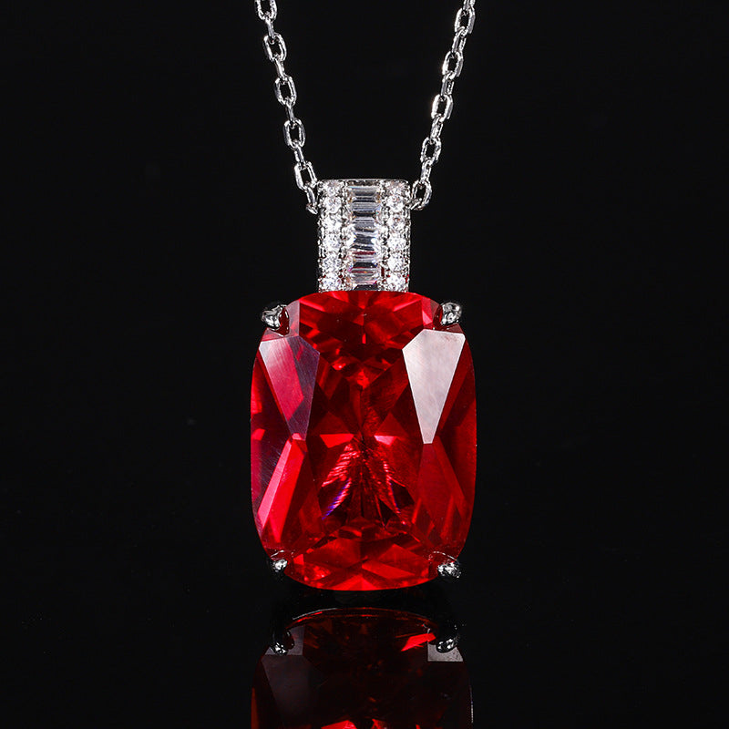 Luxury Radiant Cushion-Cut Gemstone Filigree Pendant Necklace