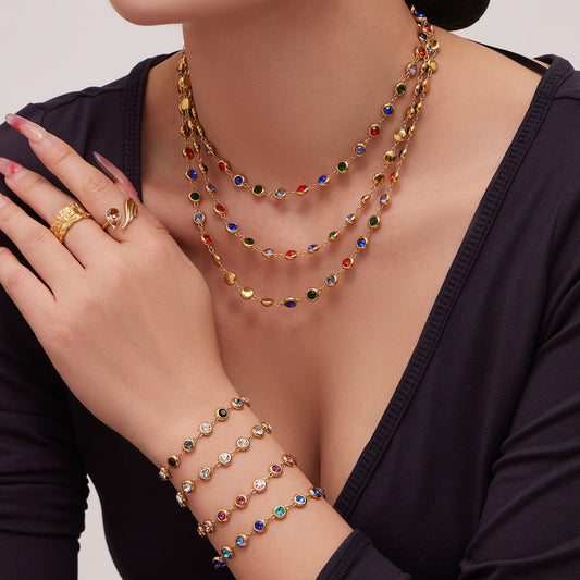 Vintage Boho Multi-Colored Crystal Jewelry Set