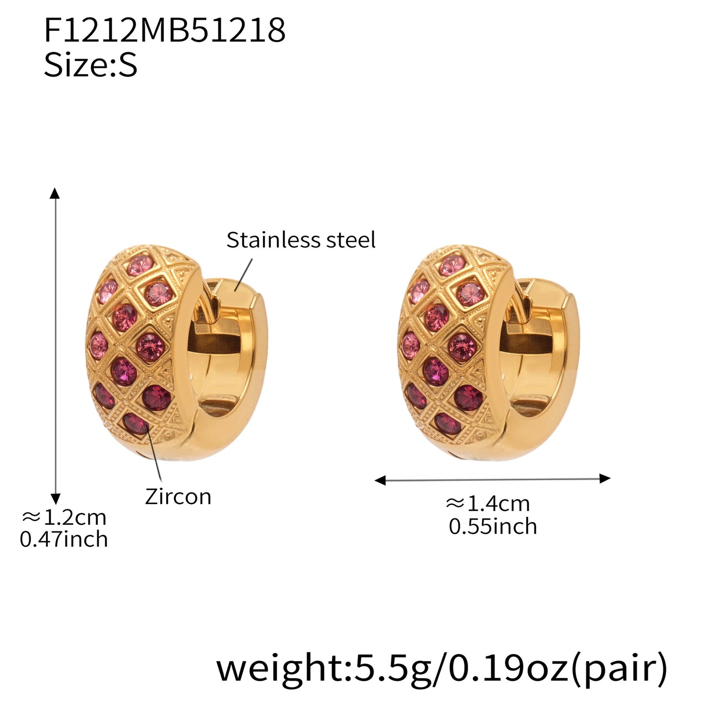 Boucles d'oreilles créoles en cristal à texture matelassée colorée 