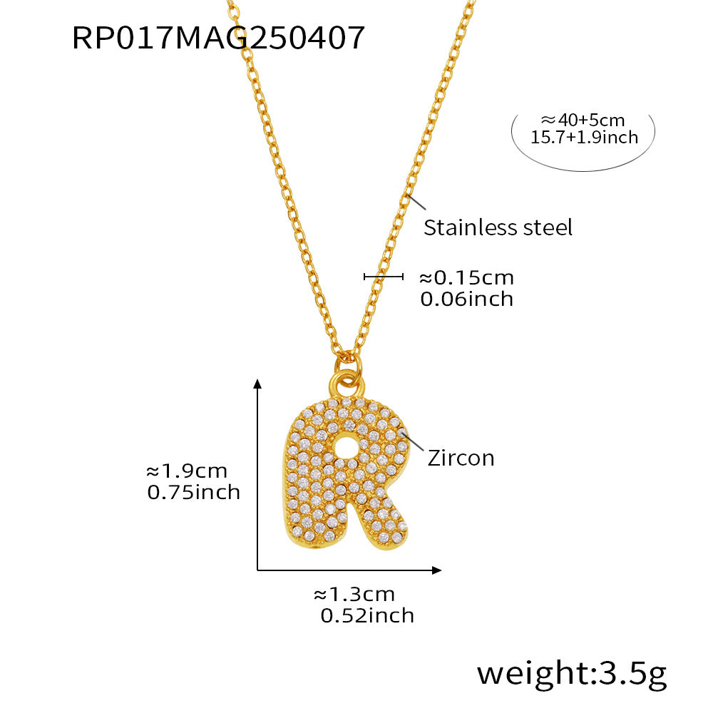 Pave Crystal Bubble Initial Necklace