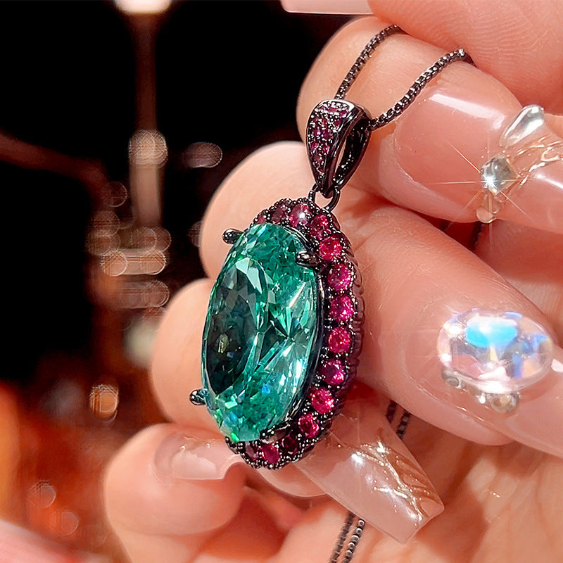 Teal Paraiba & Magenta Halo Jewelry Set