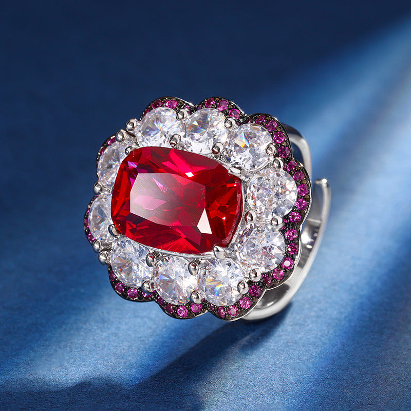 Luxury Red Crystal Halo Jewelry Set