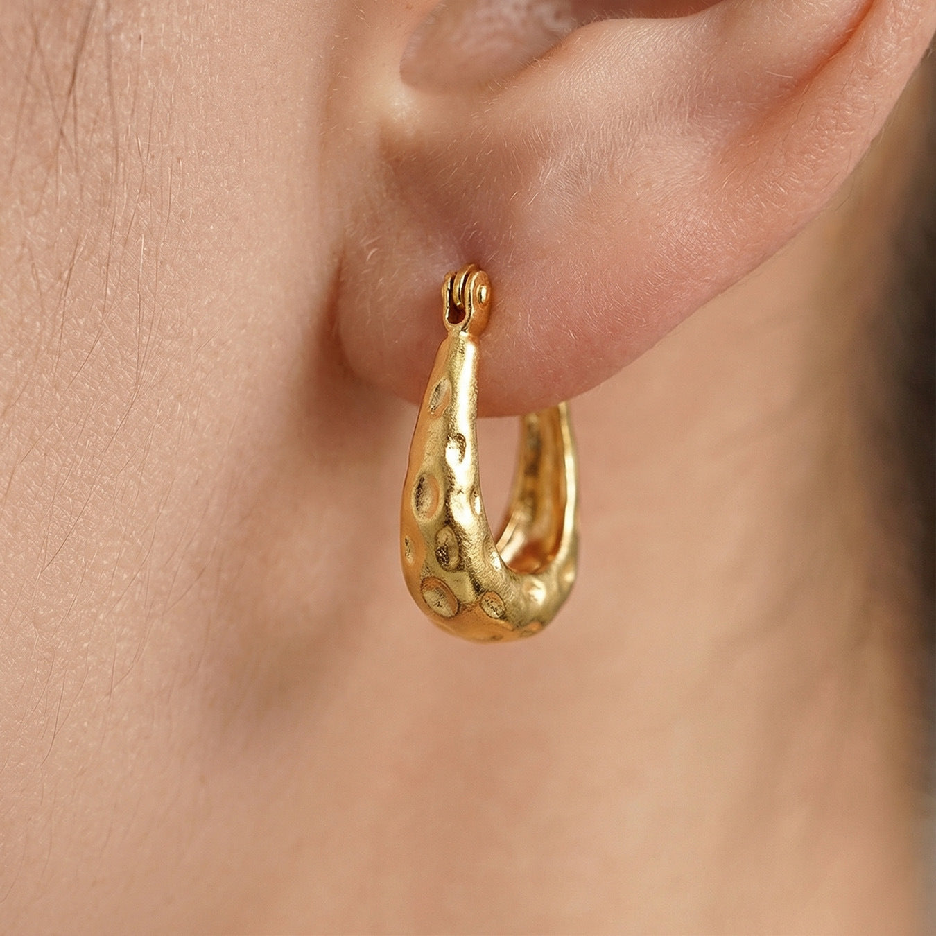 Textured Hammered Organic Hoop Earrings