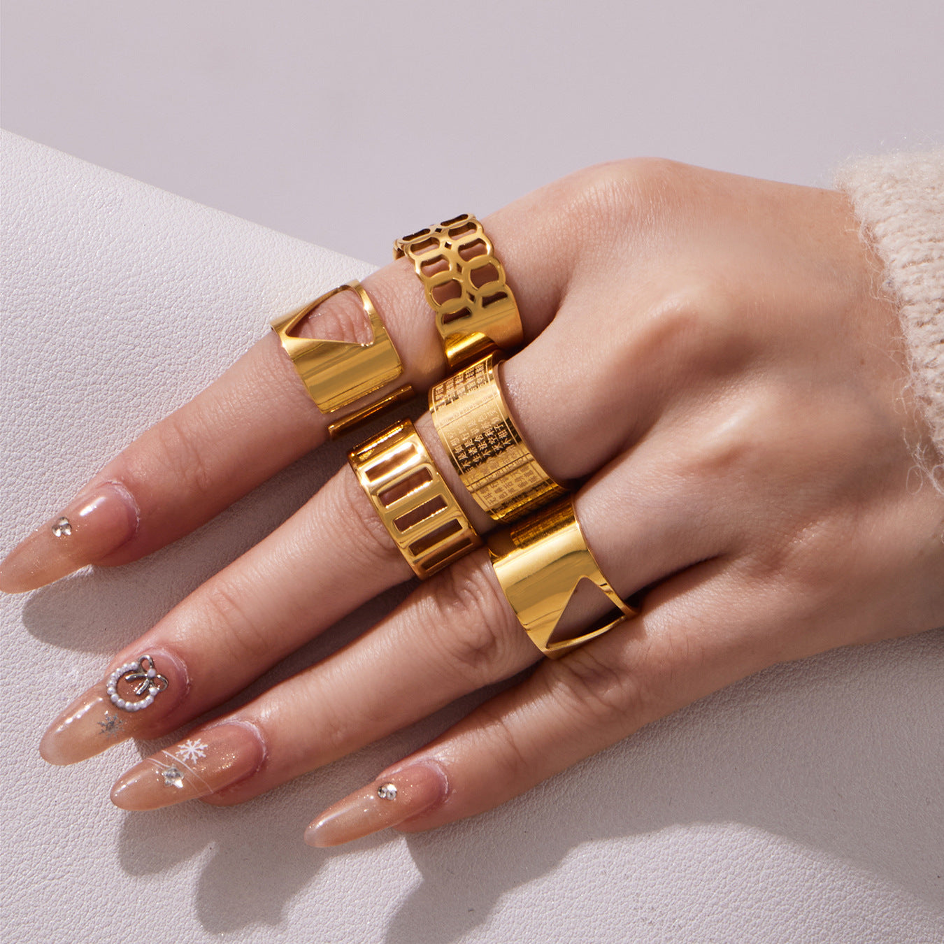 Urban Zen Minimalist Geometric Ring Set