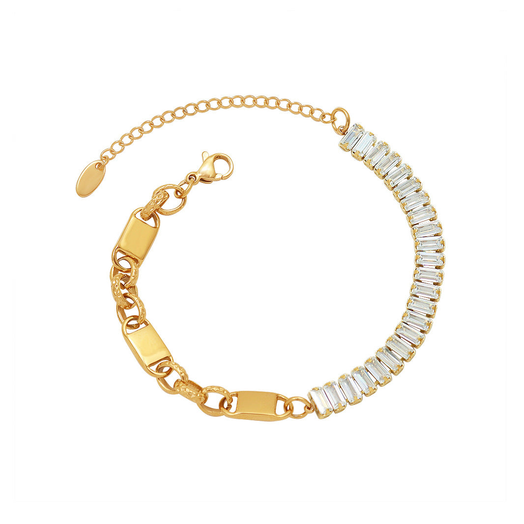 Baguette Tennis Paperclip Link Bracelet