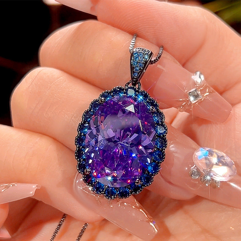 Royal Oval Halo Gemstone Jewelry Set