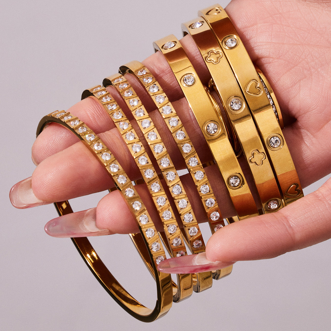 Timeless 18K Gold Zircon Bangles