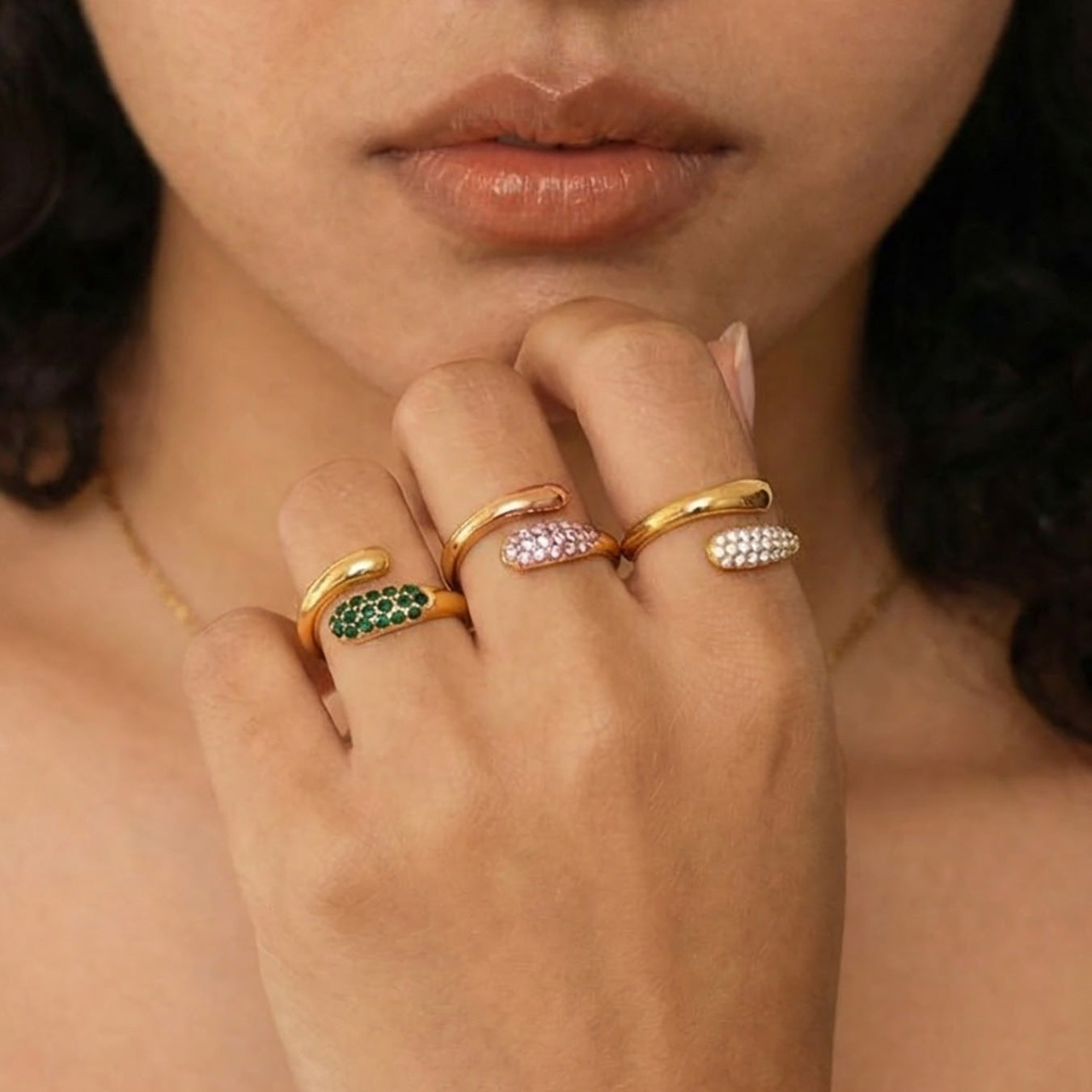 Crystal Open Cuff Rings