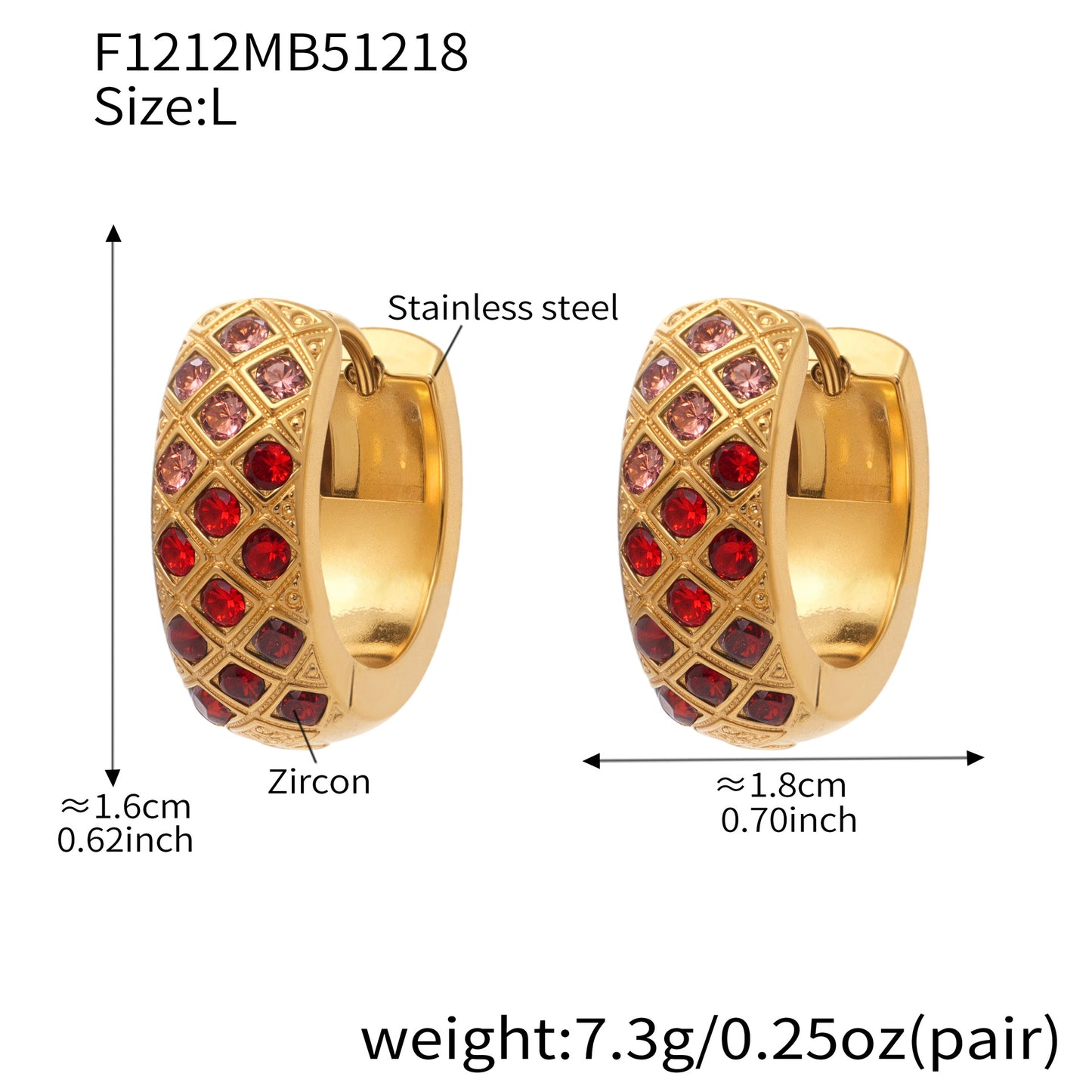 Boucles d'oreilles créoles en cristal à texture matelassée colorée 