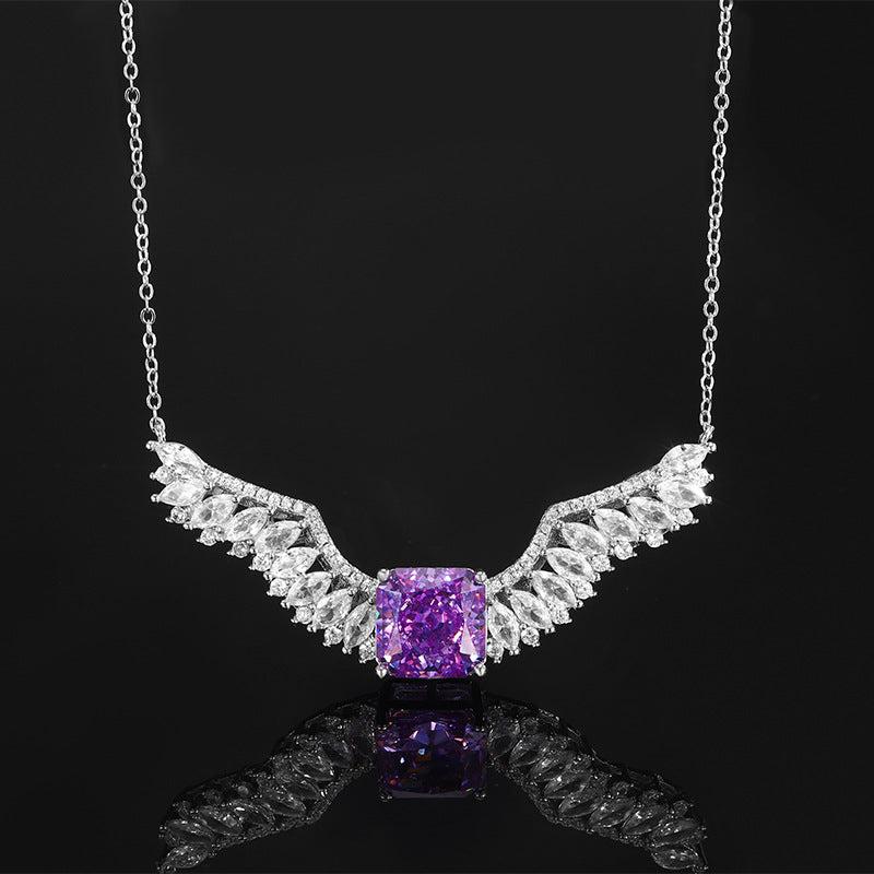 Ethereal Angel Wings Gemstone Necklace in Radiant Colors