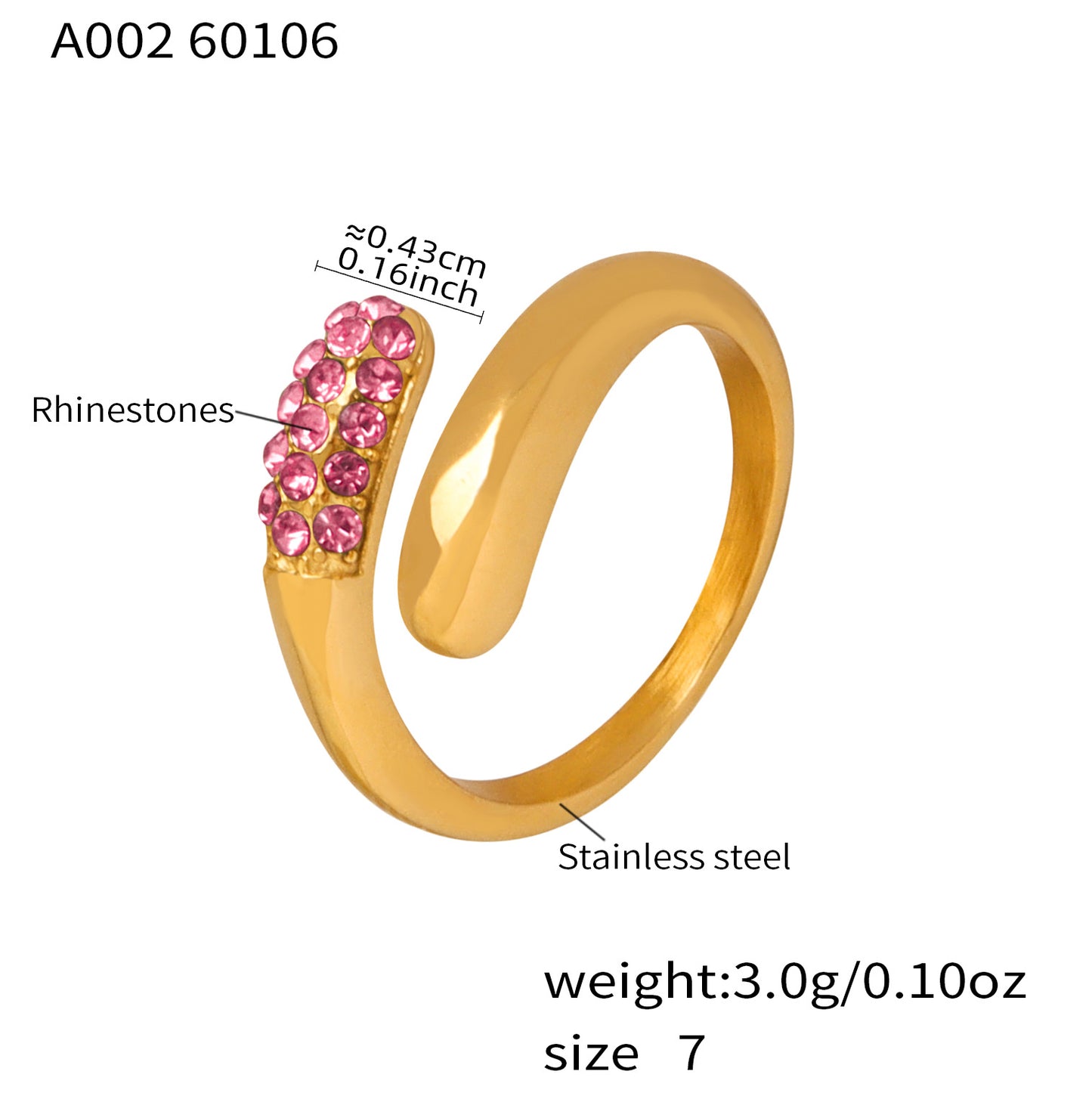 Crystal Open Cuff Rings
