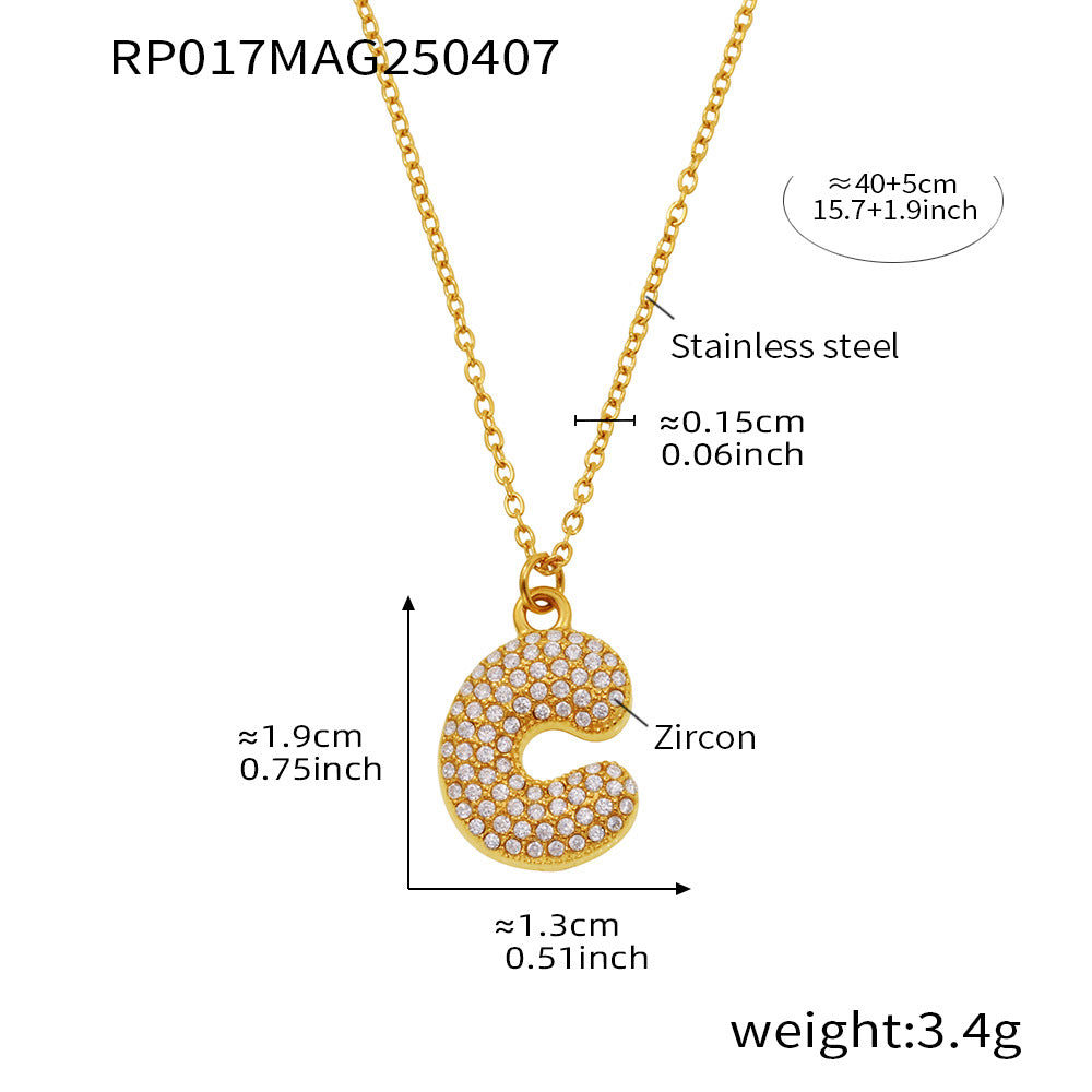 Pave Crystal Bubble Initial Necklace