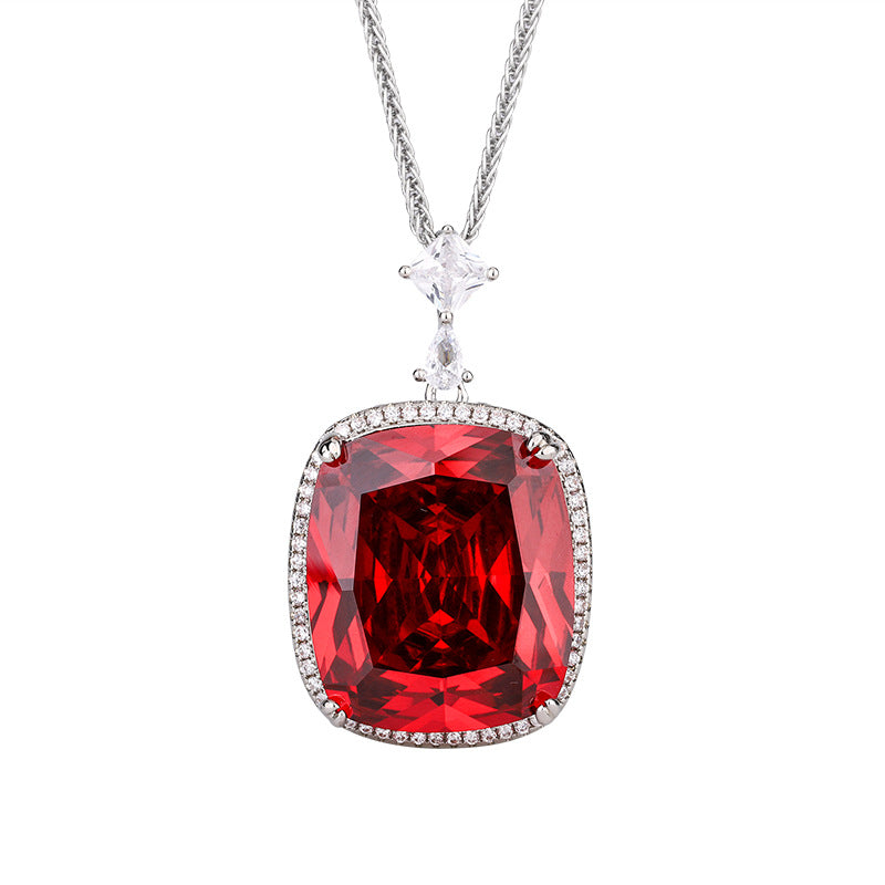 Magnificent Cushion Cut Gemstone Halo Statement Pendant Necklace