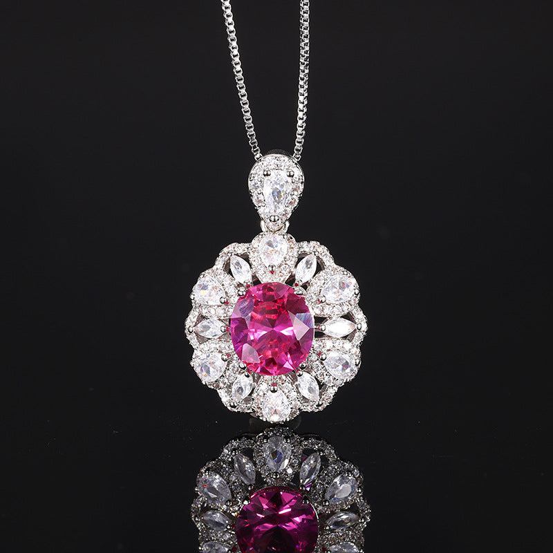 Royal Oval Gemstone Floral Halo Jewelry Set