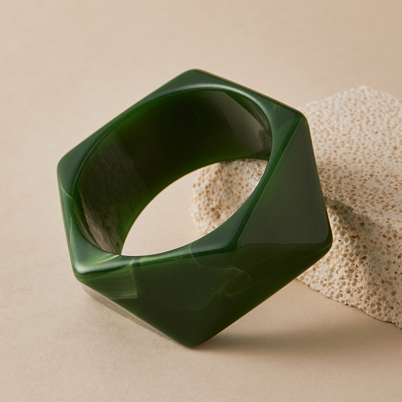 Bold Geometric Faceted Resin Statement Bangle