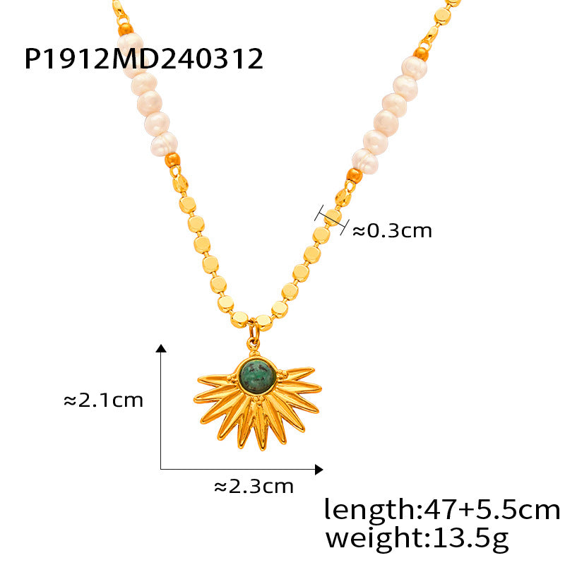 Gold Engraved Botanical Medallion Necklace