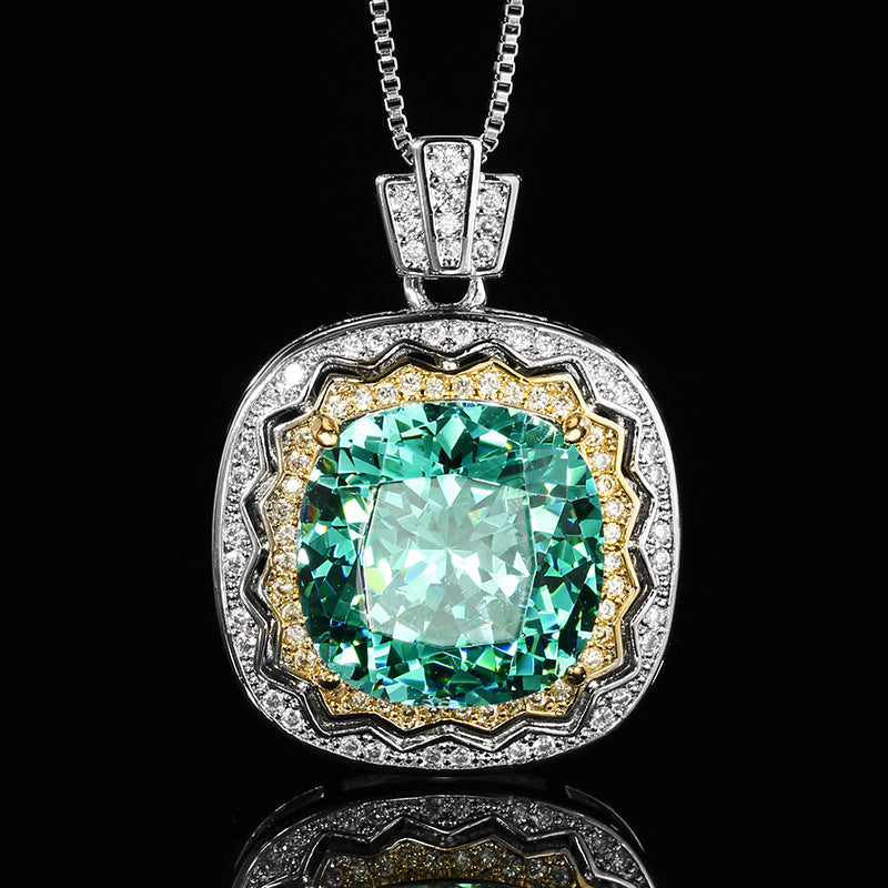 Exquisite Emerald Green Cushion Cut Statement Jewelry Set