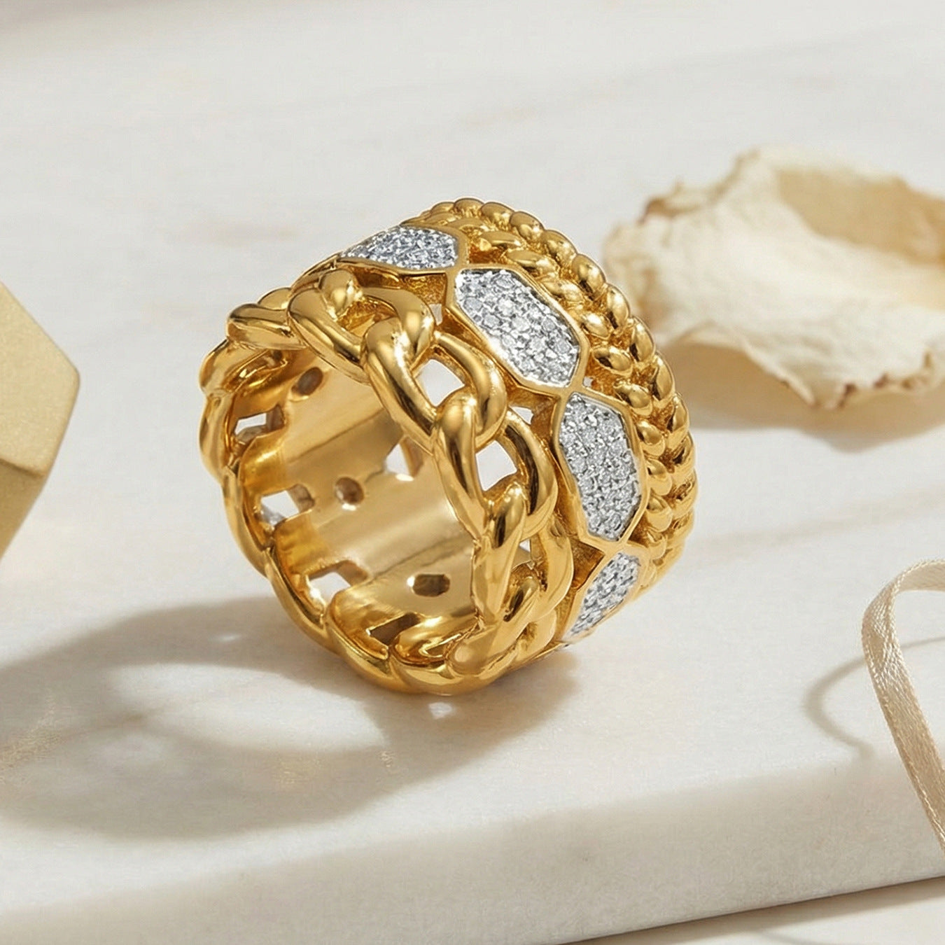 Multi-Textured Statement Ring