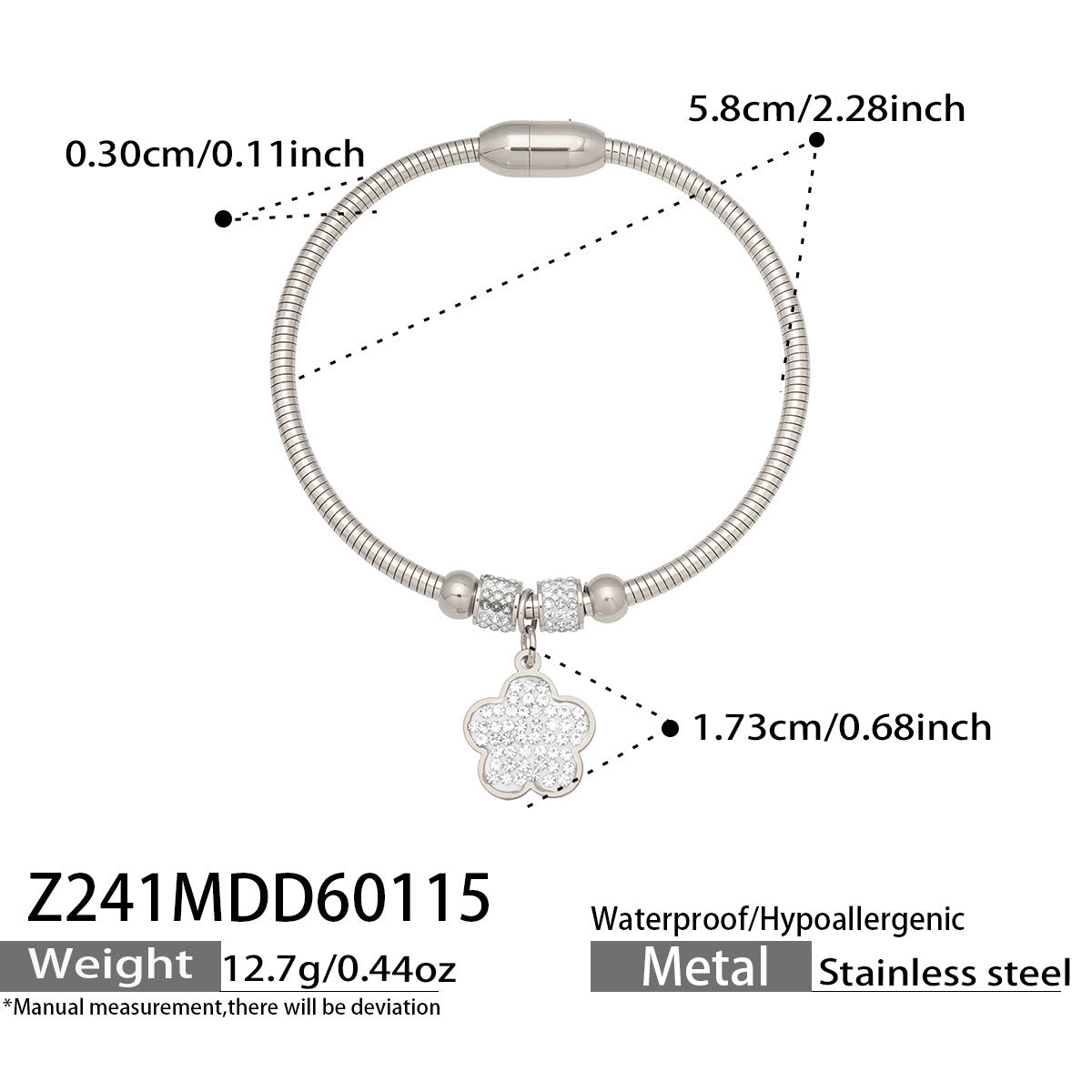 Elegant Crystal Charm Cable Bangles