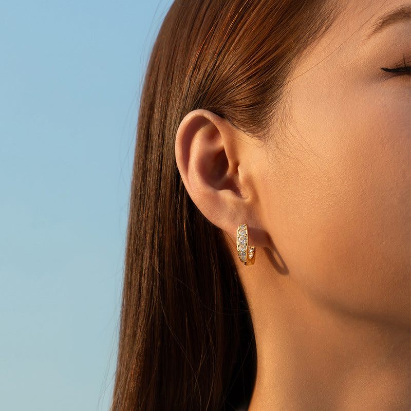 18K Gold Geometric Zircon Huggies