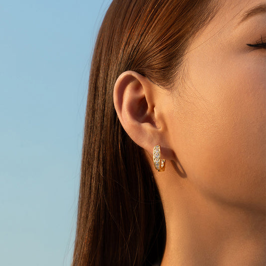 18K Gold Geometric Zircon Huggies