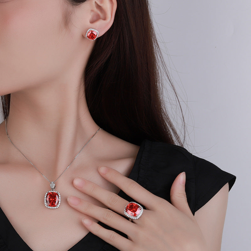 Regal Ruby Red Crystal Jewelry Set