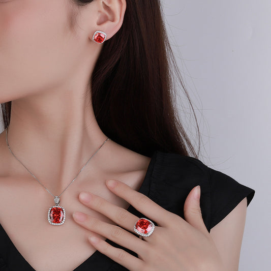 Regal Ruby Red Crystal Jewelry Set