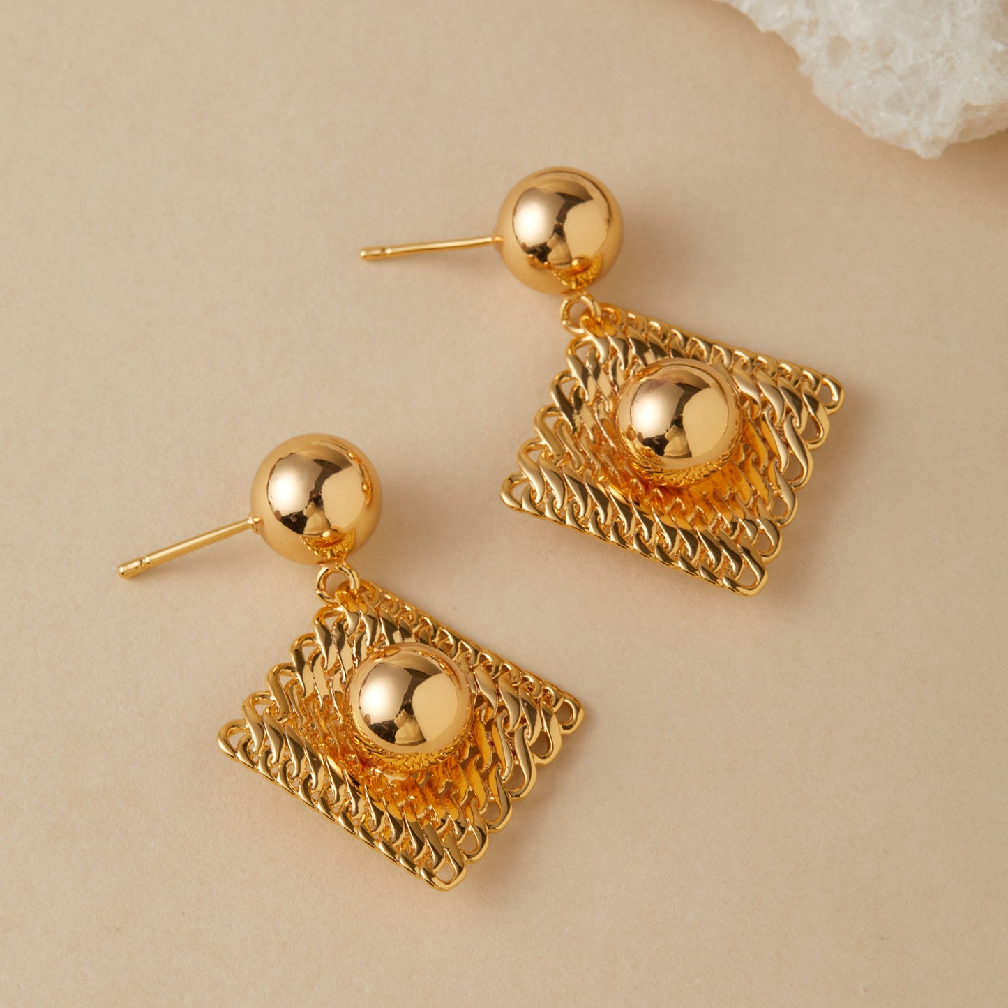 Vintage Geometric Lattice Drop Earrings