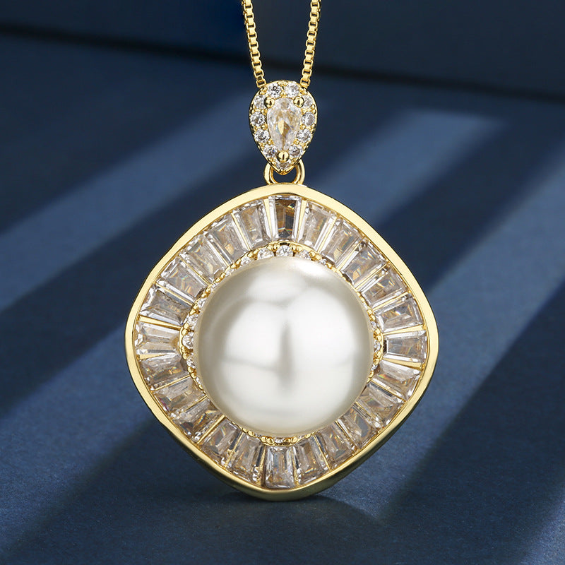 Elegant Pearl and Shimmering Baguette Crystal Jewelry Set