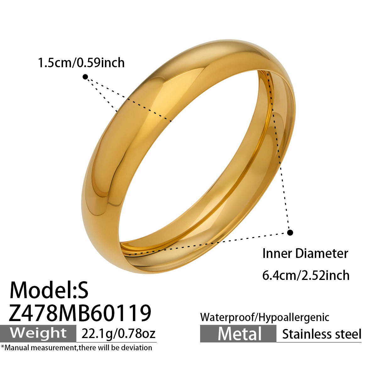 Bracelets minimalistes audacieux en or brillant 