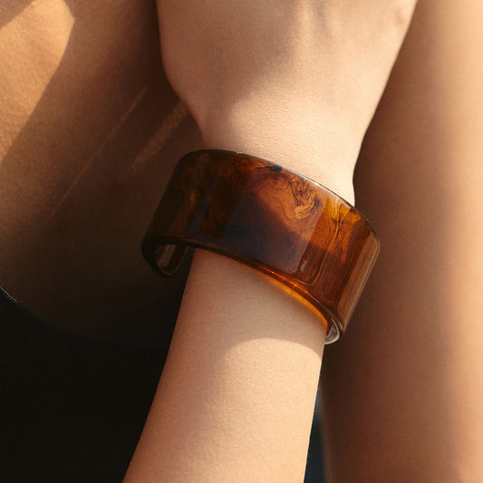 Amber Marbled Resin Chunky Cuff