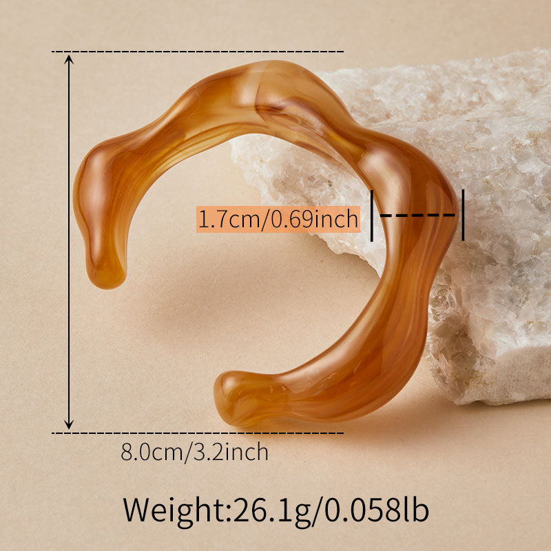 Artistic Wavy Resin Statement Open Bangle
