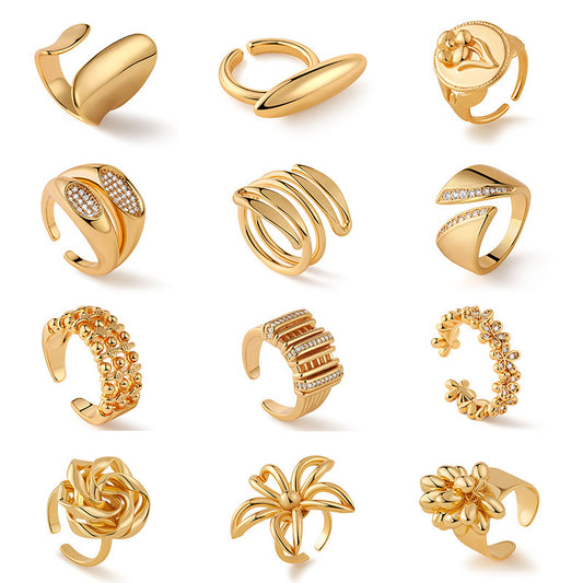 Sculptural 18K Gold Plated Rings Collection