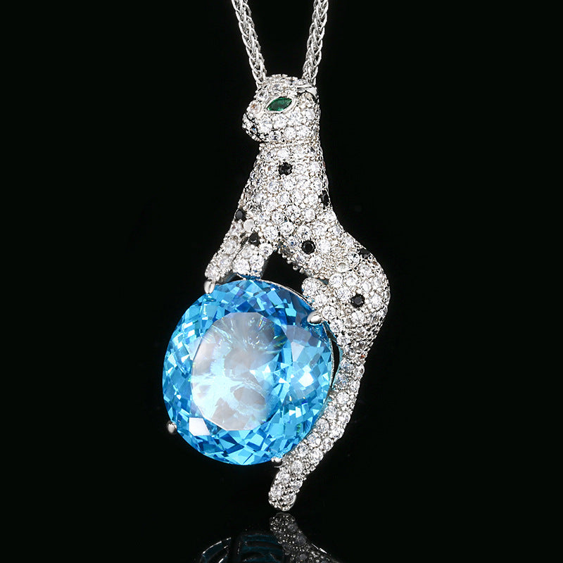 Elegant Panther Pendant with Vibrant Gemstone Treasure