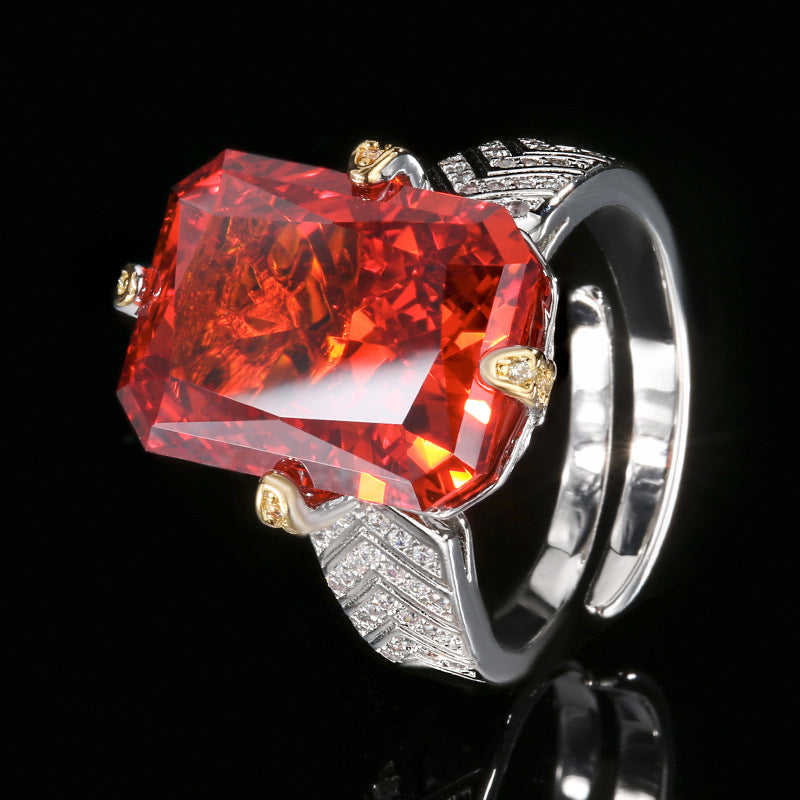Luxurious Radiant Cut Gemstone Chevron Pavé Statement Ring