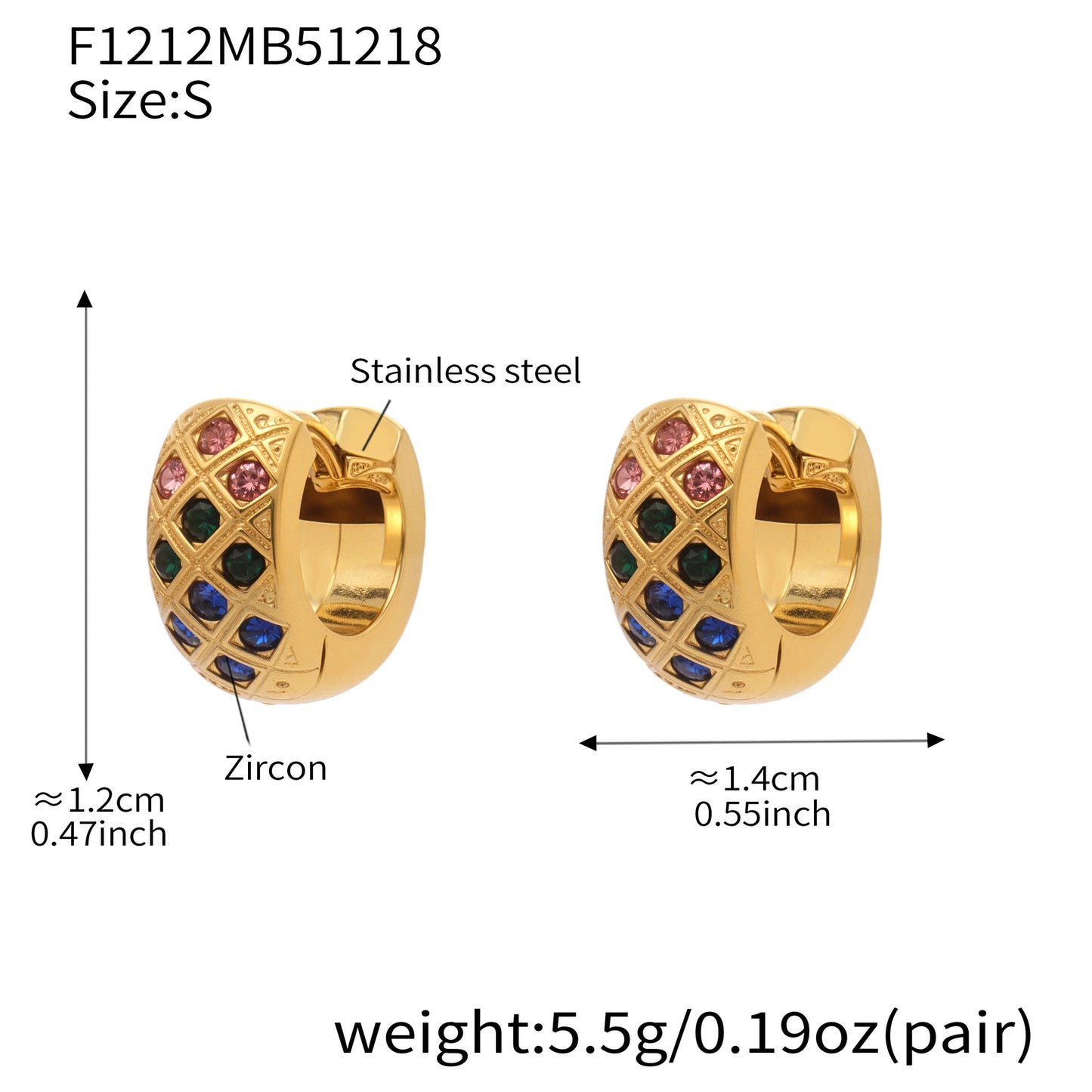 Boucles d'oreilles créoles en cristal à texture matelassée colorée 