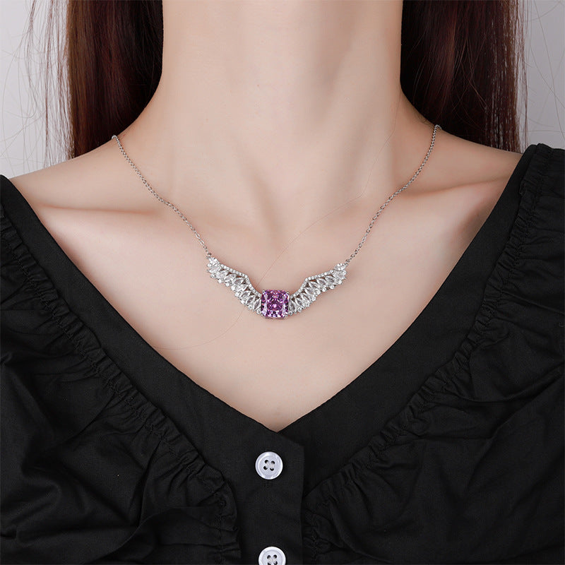 Ethereal Angel Wings Gemstone Necklace in Radiant Colors