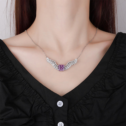 Ethereal Angel Wings Gemstone Necklace in Radiant Colors